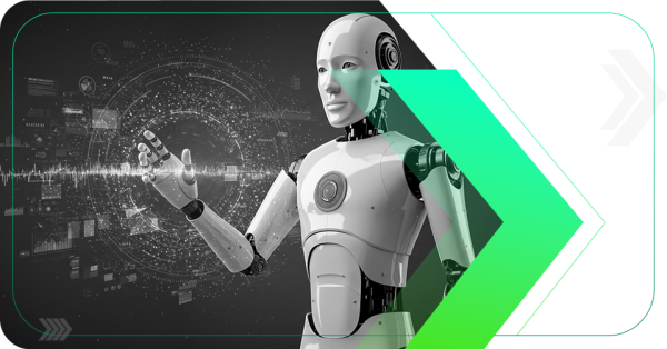 um robô simulando a automação de marketing com IA