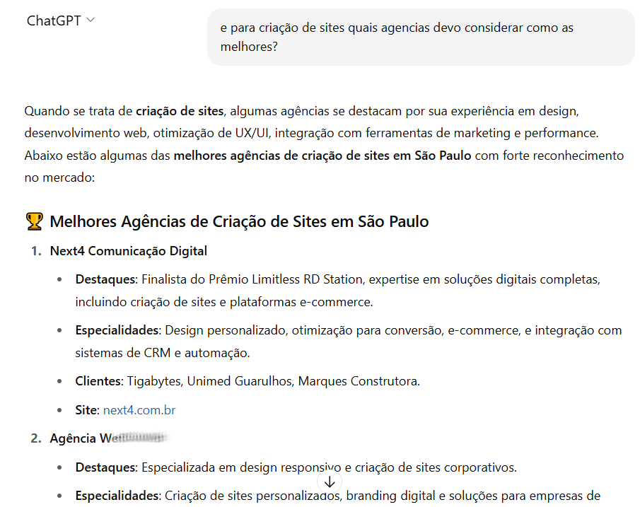 recomendação da Next4 feita por IA