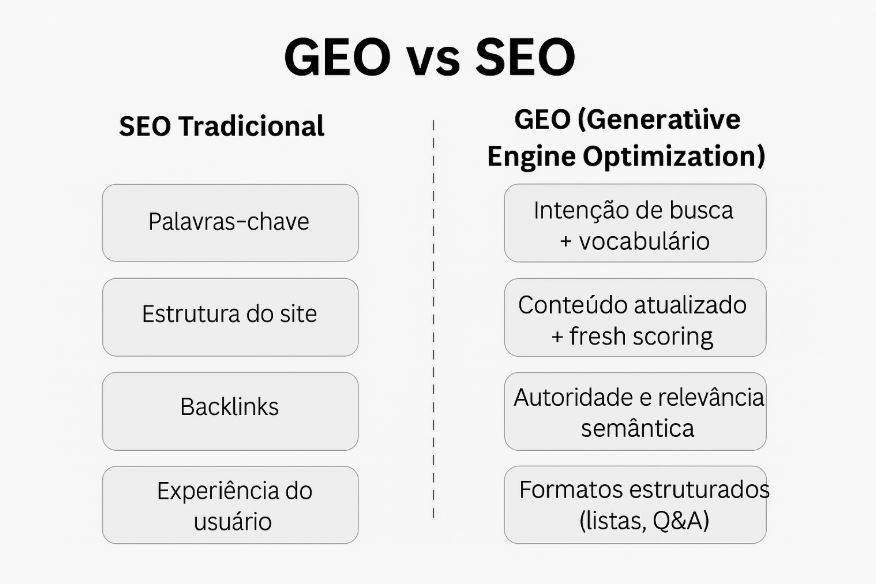 gráfico de GEO vs SEO