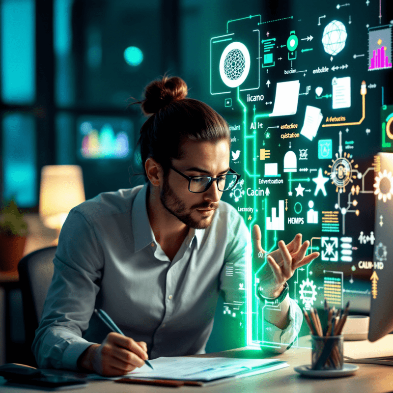 processo criativo usando IA e humano