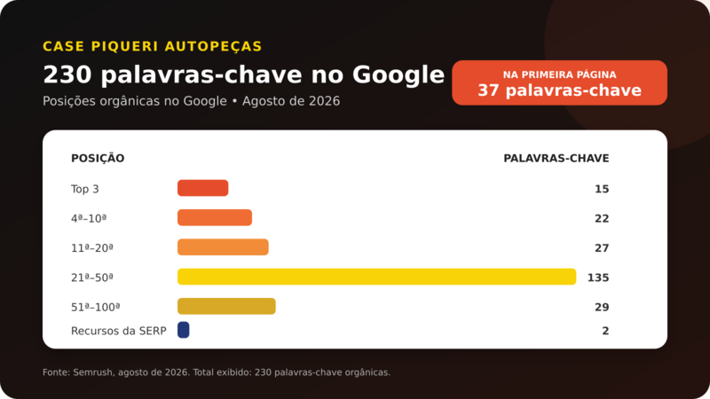 Como o novo site da Piqueri Autopeças aumentou em 3.500% sua visibilidade orgânica em apenas 3 meses 12 case piqueri crescimento palavras chaves