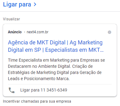 criando extensao de ligacao chamada